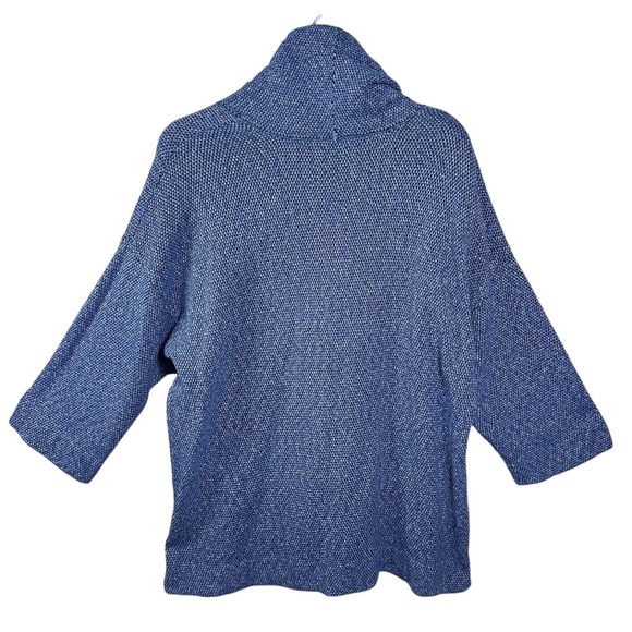 J Jill Pure Jill Size M Indigo Blue Marled Funnel Neck Pullover Sweater Hoodie - Picture 3 of 5